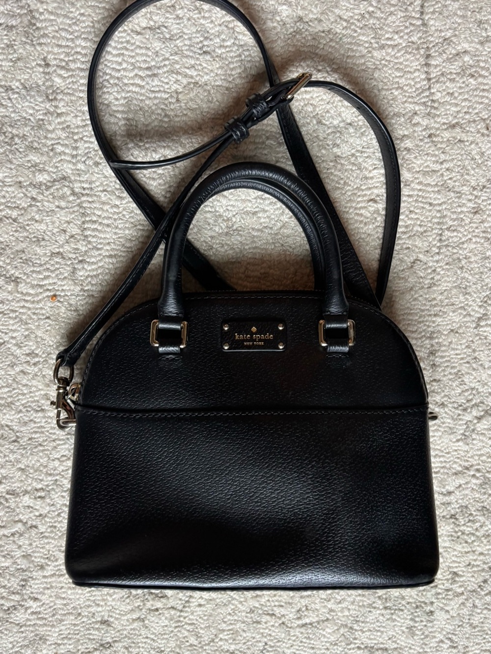 kate spade Black Leather Dome Crossbody Satchel